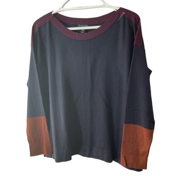 Eileen Fisher Small Black Brown Burgundy Sweater Excellent - Picture 1 of 6